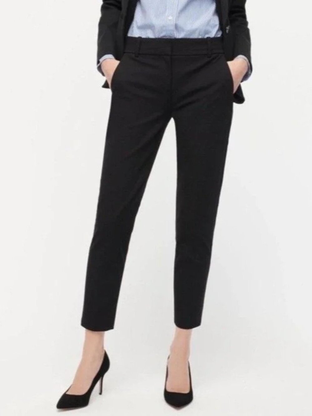 J. CREW Cameron Tollegno1900 Black Italian Wool Crop Dress Trousers - Like New